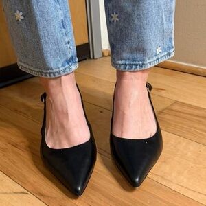 Pointed Black Slingback Heels for Women